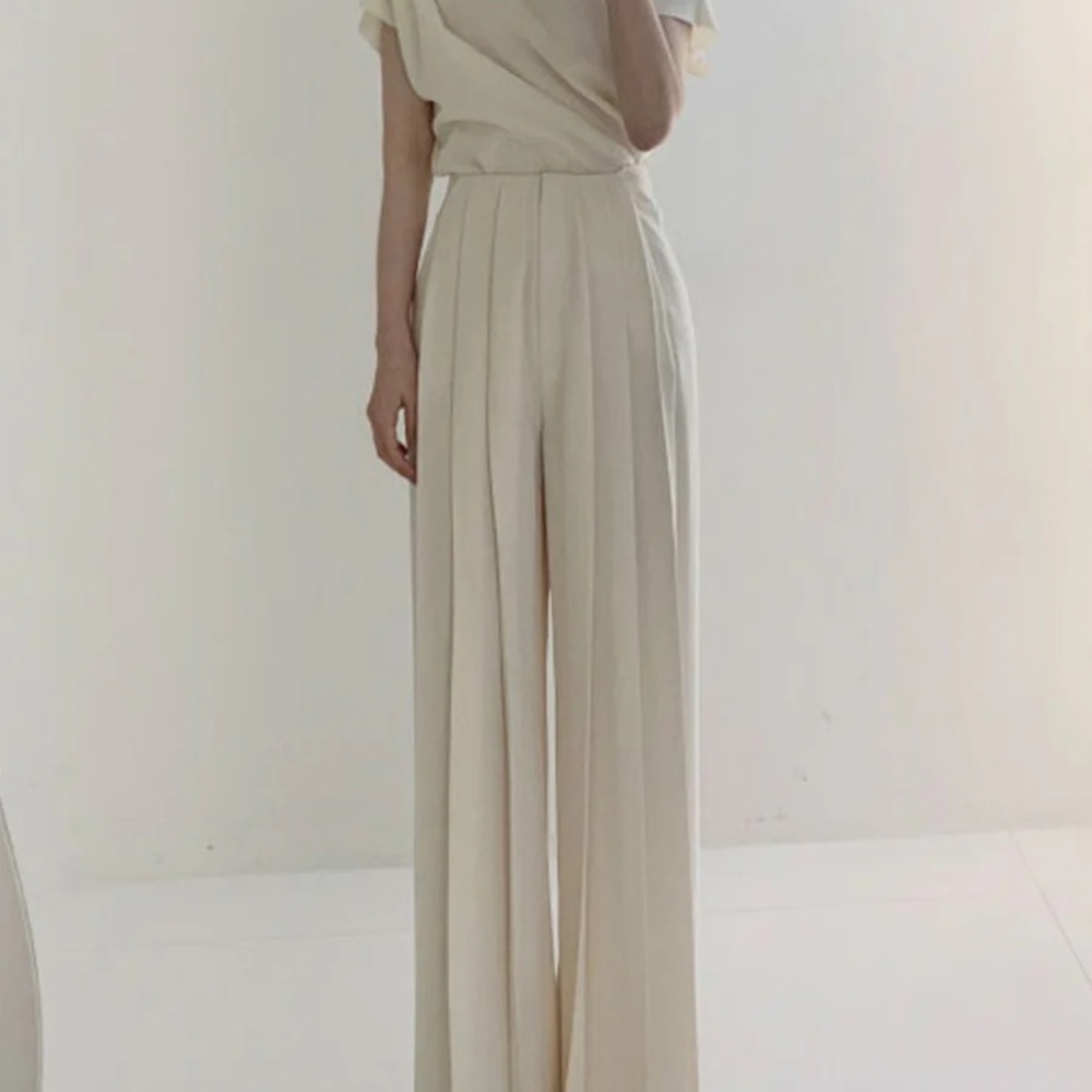 Commense Cream Wide Leg Pants